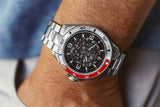 Aquacy Automatic Skeleton Watch Red And Silver On Wrist