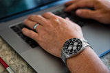 Aquacy Automatic Chronograph Watch Black Panda On Wrist Computer