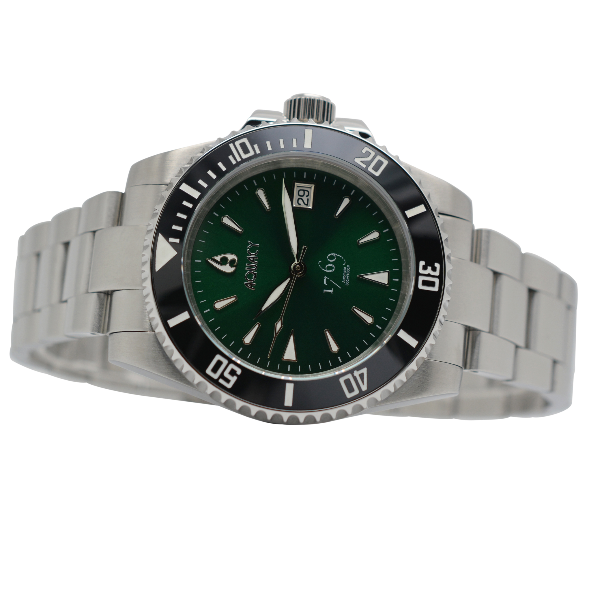 Aquacy Automatic ETA 2824 2 Swiss 1769.GR.B.S.ET Green Sunburst